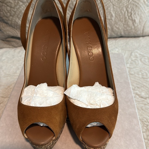 Jimmy Choo suede platforms worn twice. Excellent like new condition - Picture 2 of 10